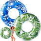 Silipull 2 Pcs Large Float Tube 47.24 Inches Inflatable Pool Floats Jumbo Tropical Leaves Inflatable Pool Tube Rings Swimming Ri