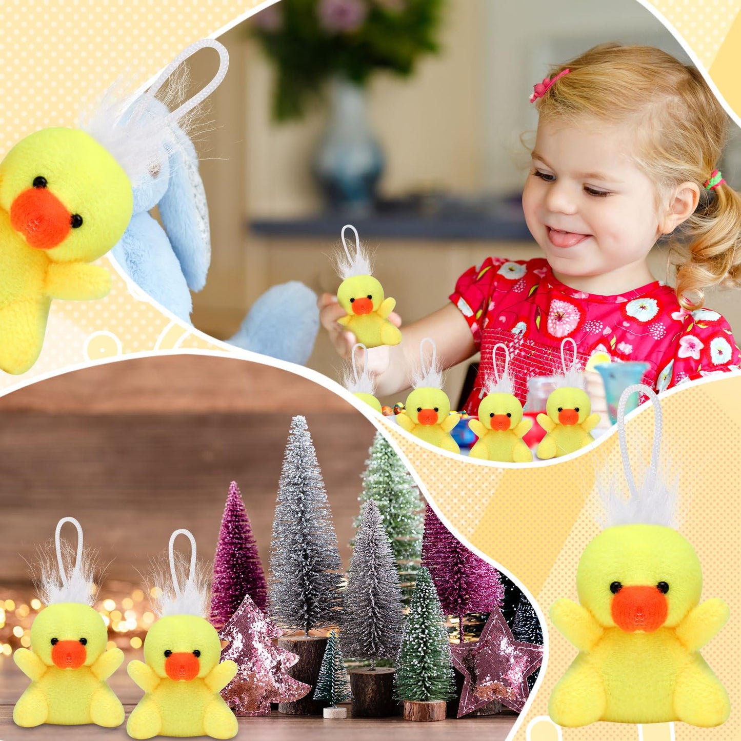 Shappy 50 Pcs Mini Animal Plush Toys Small Stuffed Animals Bulk Cute Tiny Plushies Keychains For Gift Party Carnival Prize(Duck)