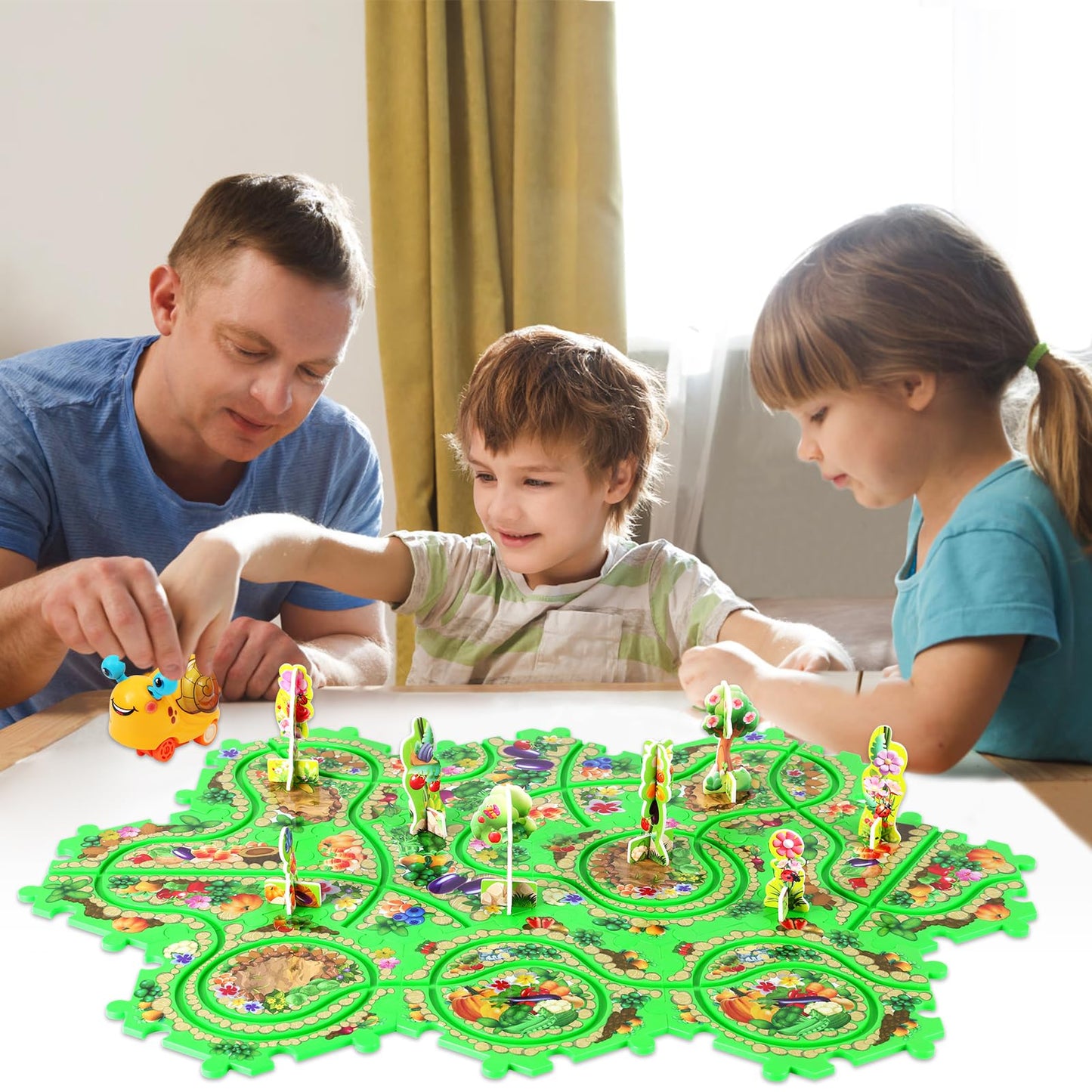 10Pcs Puzzle Racer Kids Car Track Set for Toddlers Boys, Race Tracks for Kids Ages 3-8, Puzzle Track Car Play Set, Educational P