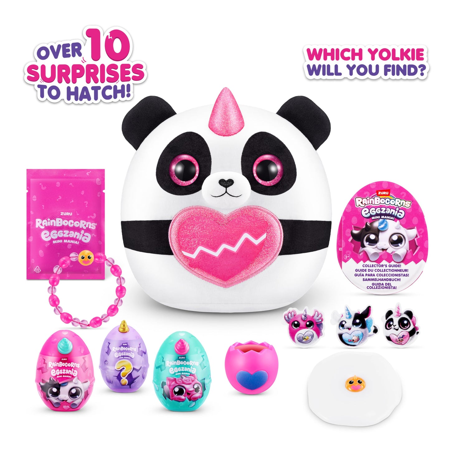 Rainbocorns Eggzania Mini Mania Panda Plush Toy - Soft Surprise Unboxing, Ideal for Girls, Model 9296B
