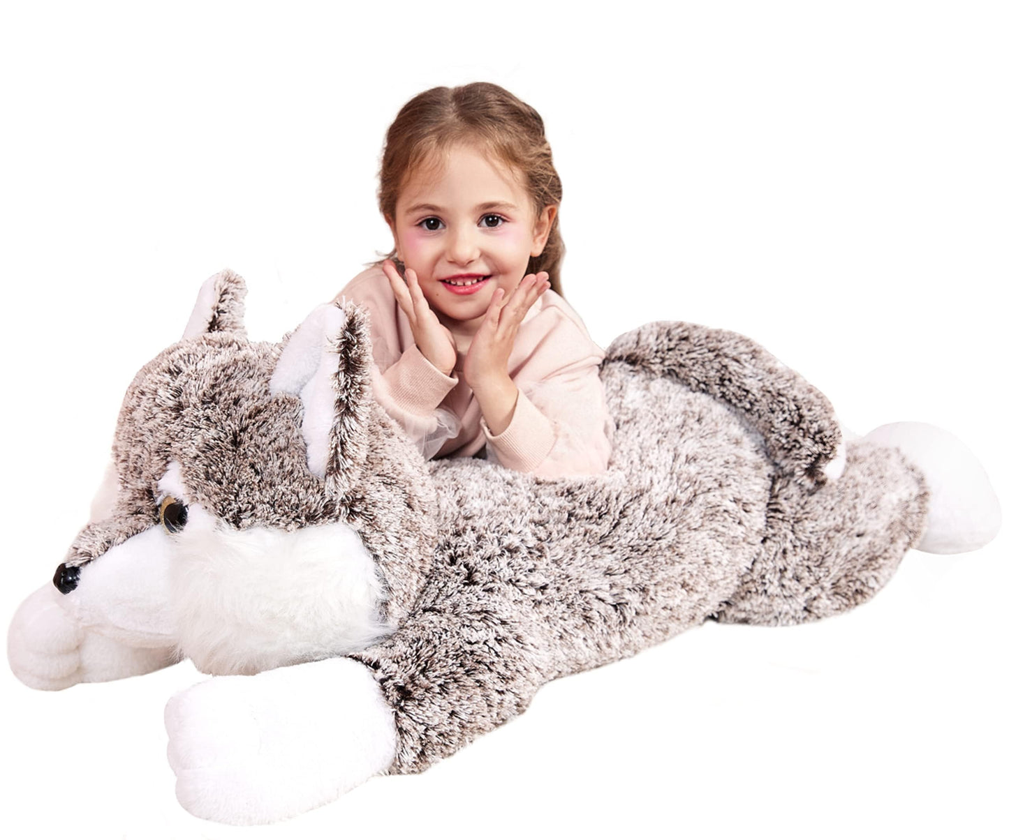 Ikasa Giant Wolf Stuffed Animal Plush Toy, 30 Inches Big Soft Toys For Kids Girls Boys Girlfriend