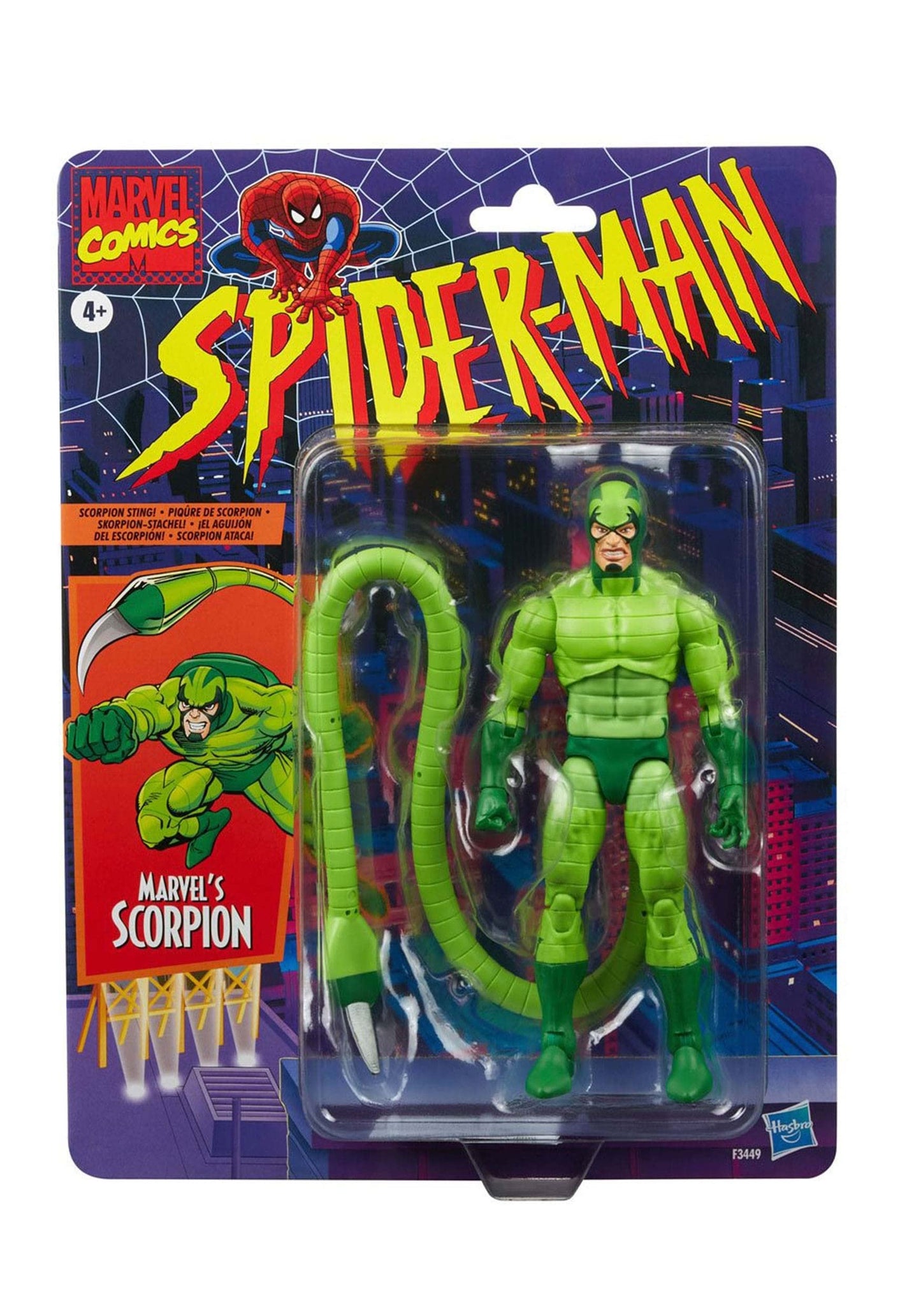 Spider-Man Marvel Legends Scorpion 6-inch Action Figure Toy, Multicolor, Plastic, Includes 5 Accessories, Model F3449, 4 Years+