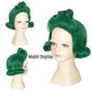 Yan Dream Kids Short Wavy Green Wig With White Eyebrows For Child Funny Wigs Halloween Party