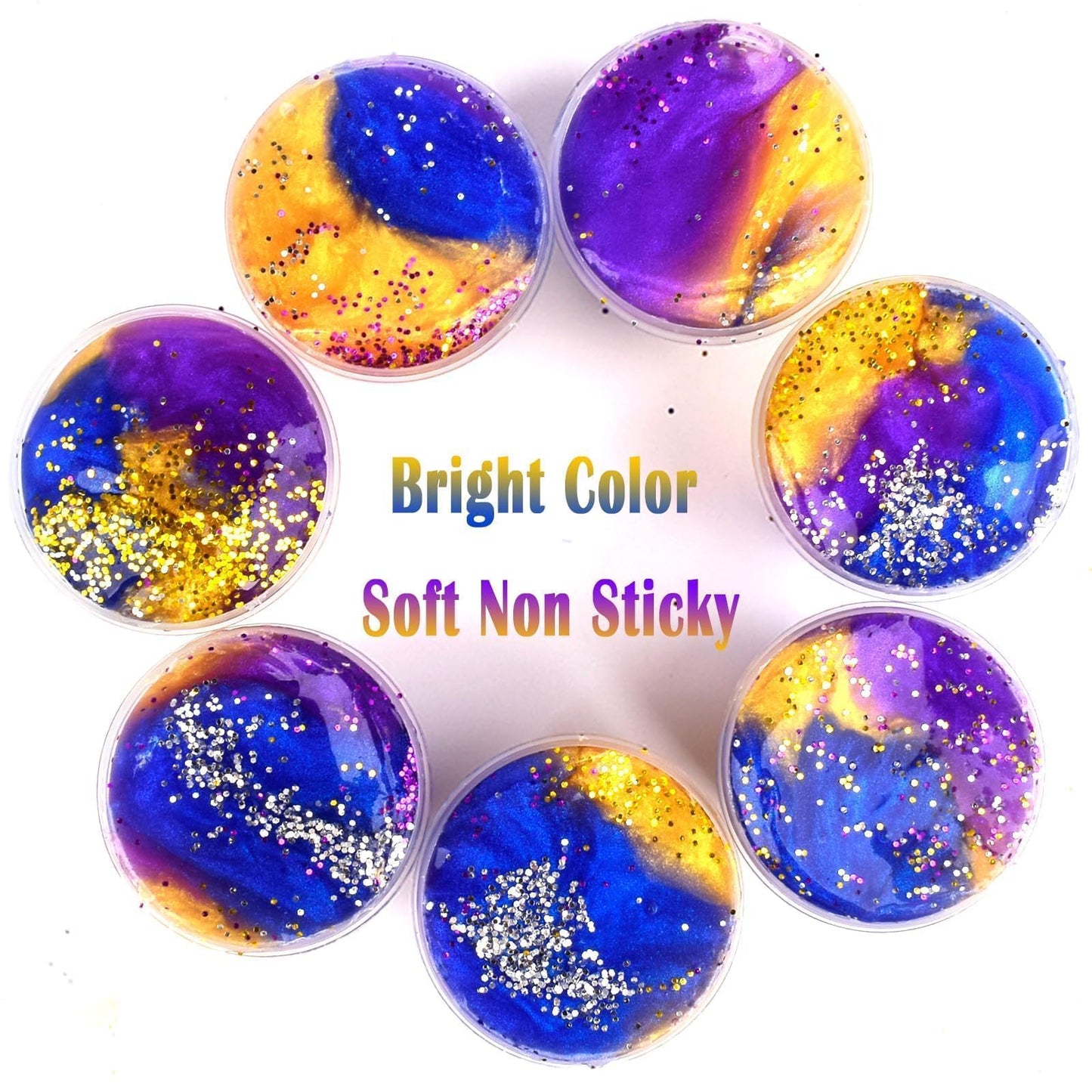 Slime Party Favors, 15 Pack Galaxy Slime Kit - Soft, Non-Sticky, Stress Relief Gold Powder Slime For Kids Girls And Boys - Class