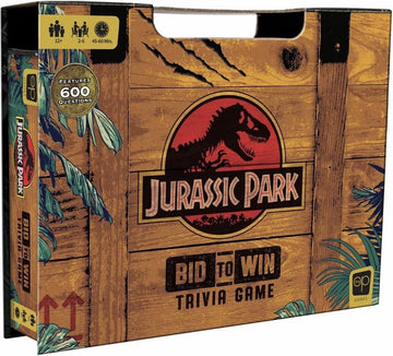 Jurassic Park Bid To Win Trivia Game | Featuring 600 Questions From The Jurassic Park Films | Custom Magnetic Game Box Converts Into Gameboard | Collectible Board Game Featuring Dinosaurs