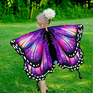 Rektak Butterfly Wings For Girls, Butterfly Costume For Halloween Party Kids Fairy Wing With Mask And Headband(Purple)