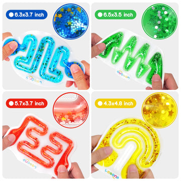 Squishy Sensory Fidget Toys For Kids - Autism Sensory Quiet Fidget For Classroom Students Autistic Children Special Needs, Anxiety Relief For Calm Down, Squeeze Sensory Tube Filled Goo,Glitter