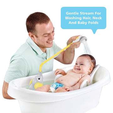 Yookidoo Baby Bath Shower Head - Water Pump With Trunk Spout Rinser - Control Water Flow From 2 Elephant Trunk Knobs For Maximum Fun In Tub Or Sink For Newborn Babies(Yellow)