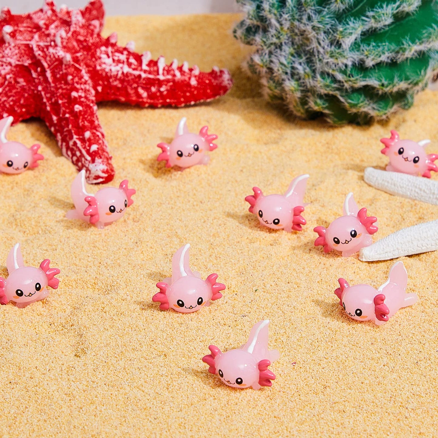 Lewtemi 12 Pieces Mini Resin Axolotl Charm Valentine'S Day Axolotl Tiny Animal Figurine Gifts Miniature Garden Landscape Aquarium Dollhouse Ornament Potted Plants Decoration Diy Crafts (Pink)