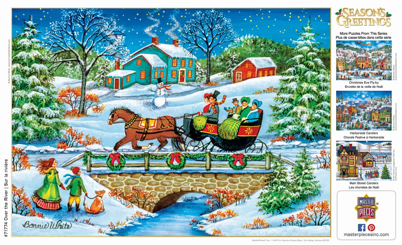 Masterpieces 1000 Piece Christmas Jigsaw Puzzle - Over The River - 19.25'X26.75'