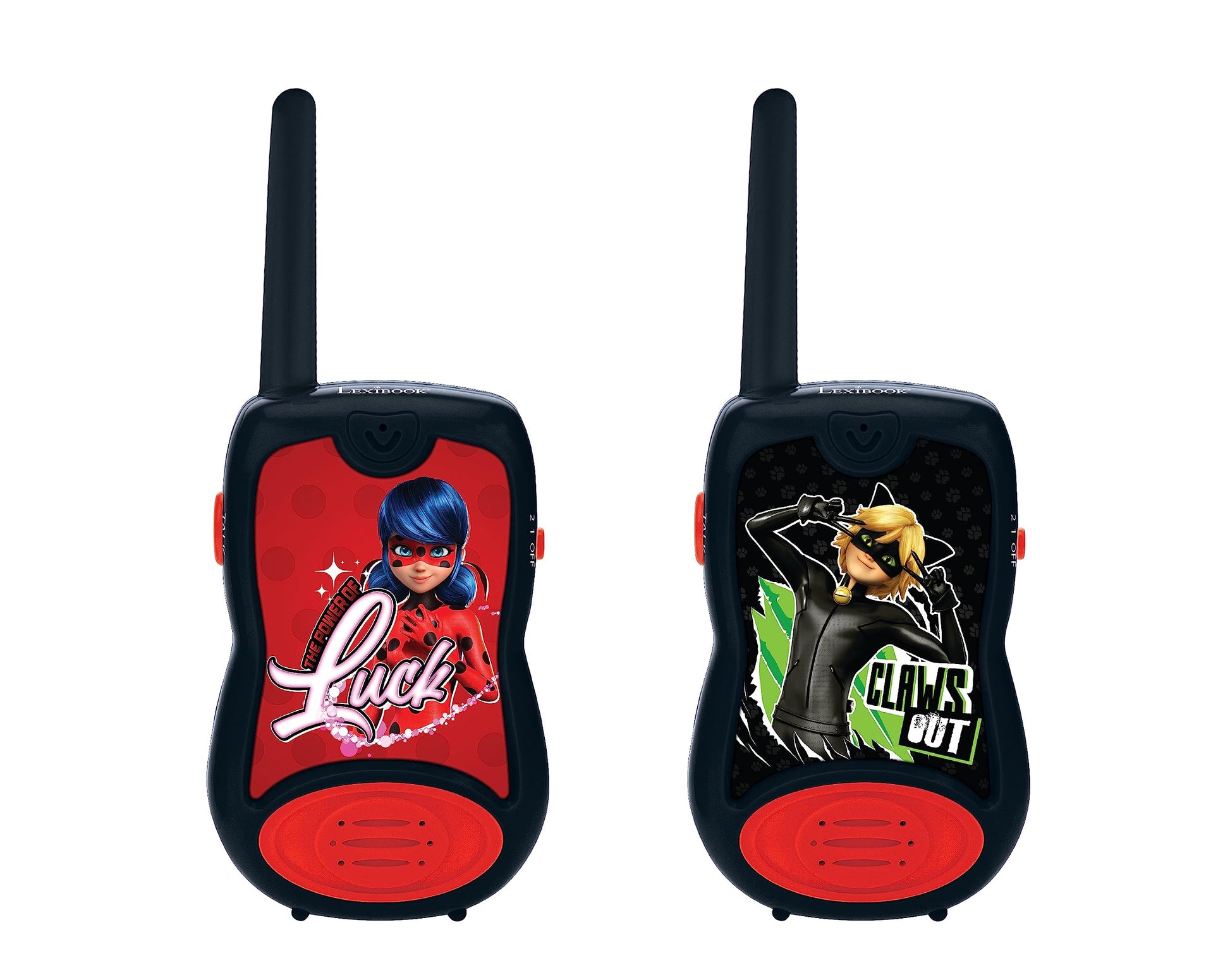 LEXiBOOK  Miraculous  Walkie Talkies  200m  Communication Set for Kids  2 Communication Channels  Belt Clip  Black/Red  TW12MI