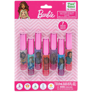 Townley Girl Barbie Movie 7 Pc Vegan Plant Based Lip Gloss Makeup Set For Girls Kids Toddlers, Perfect For Parties Sleepovers Ma