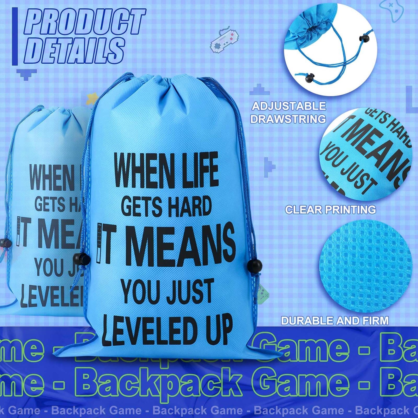 Shappy 36 Pieces Video Game Party Favors Includes Video Game Bracelets Wristbands Gaming Party Bags with Drawstring Game Control