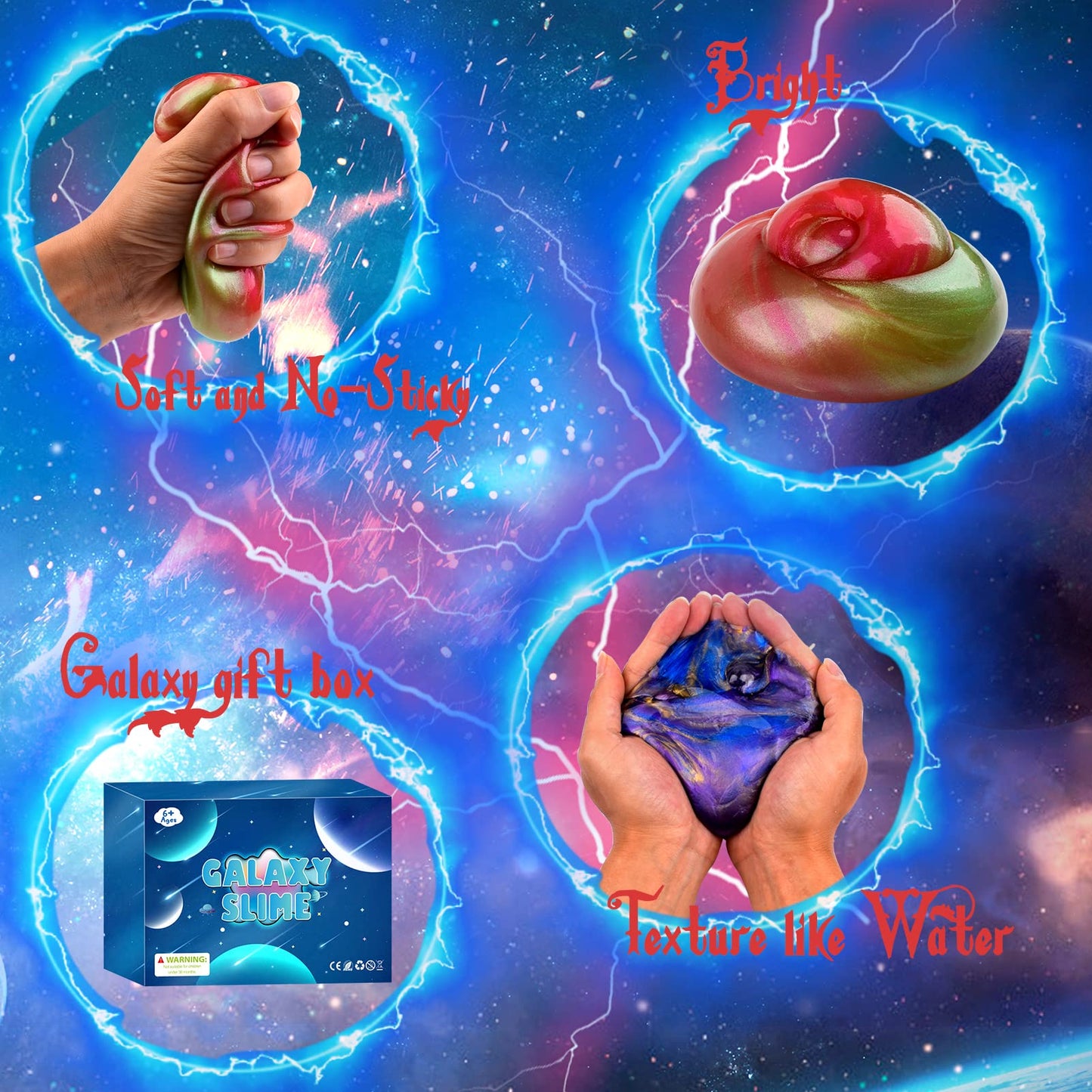 Galaxy Slime Kit with 60 Pack Slime Party Favors for Kids  Non Sticky Wet Soft Sludge Toy Mini Slime Bulk for Boys Girl  Stress Relief Goodie Bags  Christmas Stuffers