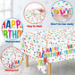 Miucat 3Pcs Birthday Tablecloth, Happy Birthday Decorations Set, Colorful Rainbow Dots Design With Happy Birthday Tablecloth. Wa