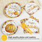 Grencian Fall Little Pumpkin 2nd Birthday Party Decoration - 96Pcs Little Pumpkin is Turning Two Plates Napkins Thanksgiving Bab