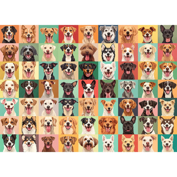 1000 Pieces Jigsaw Puzzles For Adults - Vibrant Dog Faces - Fun And Challenging Dog Puzzle For Family And Friends - Challenging