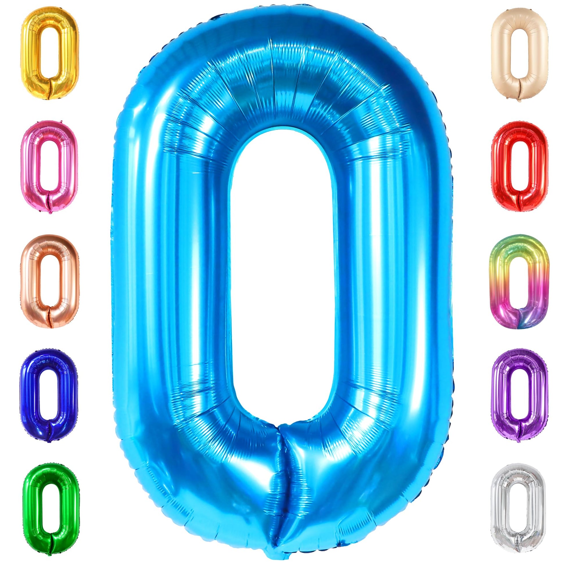 Giant Blue 0 Number Balloons - 40 Inch | 0 Digit Balloon For Ocean Theme | Blue 0 Balloon For Ocean Theme Birthday Party Supplies | Mylar Blue Number 0 Balloon | Blue Mermaid Birthday Decorations