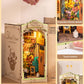 Rowood Book Nook,Booknook Diy Kit With Dust Cover,3D Wooden Puzzle Decorative Bookend Miniature Dollhouse Kit Bookshelf Insert A