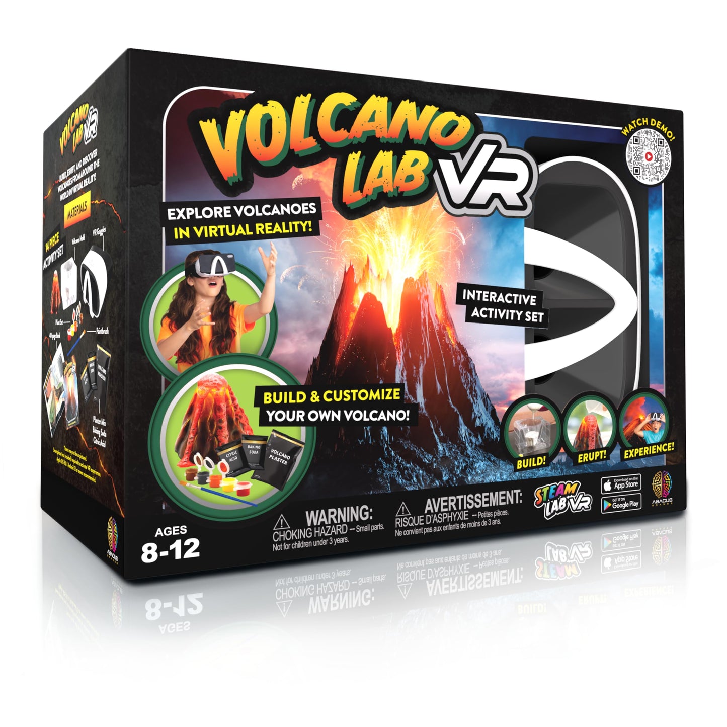 Abacus Brands Steam Volcano Lab Vr - Build And Erupt Your Own Volcano - Virtual Reality Kids Science Kit, Book And Interactive Steam Learning Activity Set - For Ages 8 And Up