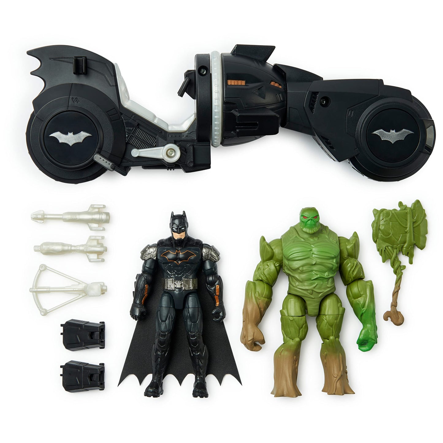 DC Comics  Batman and Swamp Thing protective coveringy Attack Batcycle Set  limited availability protective coveringed Batman and Swamp Thing Action Figure with Accessories  Kids Toys for Boys and Girls Ages 4 and Up