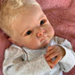 Zero Pam Realistic Reborn Baby Dolls Boy Silicone Full Body 18 inch Toddlers Newborn Baby Dolls Eyes Open with Hair Vinyl Full L