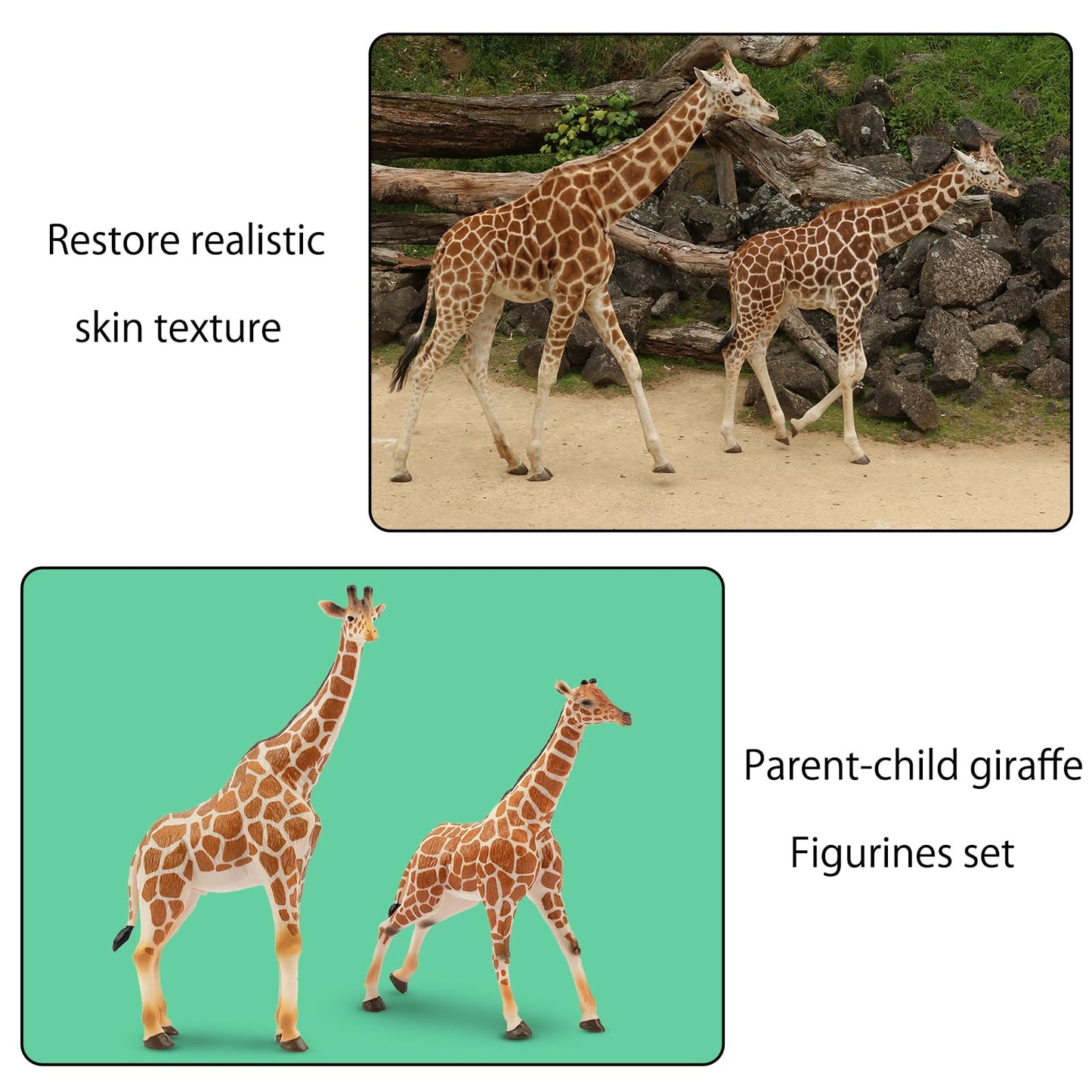 EYSCOTA Giraffe Toy Figurines Set  4 PCS Plastic Giraffe Figures and Calf  Realistic Wild Animals Giraffe Cake Topper Easter Birthday Gifts Jungle Animals Decor for Kids