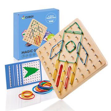 Cubidi® Wooden Geoboards With Rubber Bands | Montessori Toys For 4+ Year Old Kids | Geo Boards For Classroom | Stem Toys | Educational Snd Improve Creativity