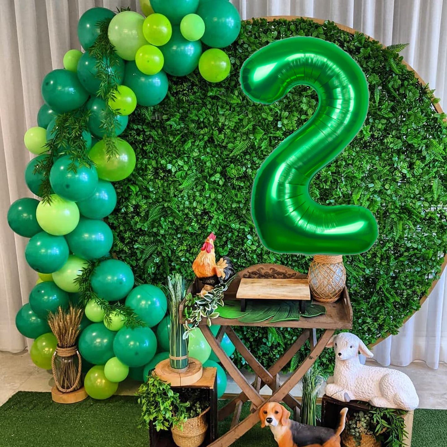 40 Inch Giant Green Number 2 Balloon, Helium Mylar Foil Number Balloons For Birthday Party, 2Nd Birthday Decorations For Kids, A