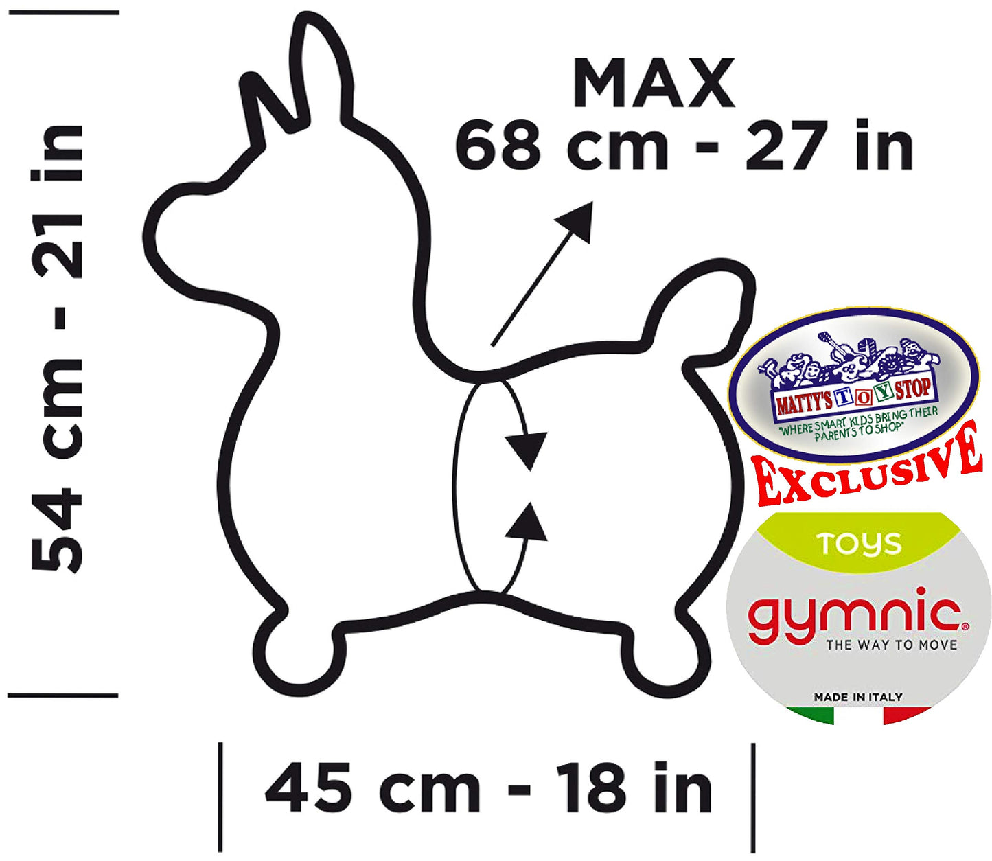 Matty's Toy Stop Gymnic Rody Magical Unicorn Bounce & Ride, Large Inflatable, Vinyl, Multi-Color with Pump Included