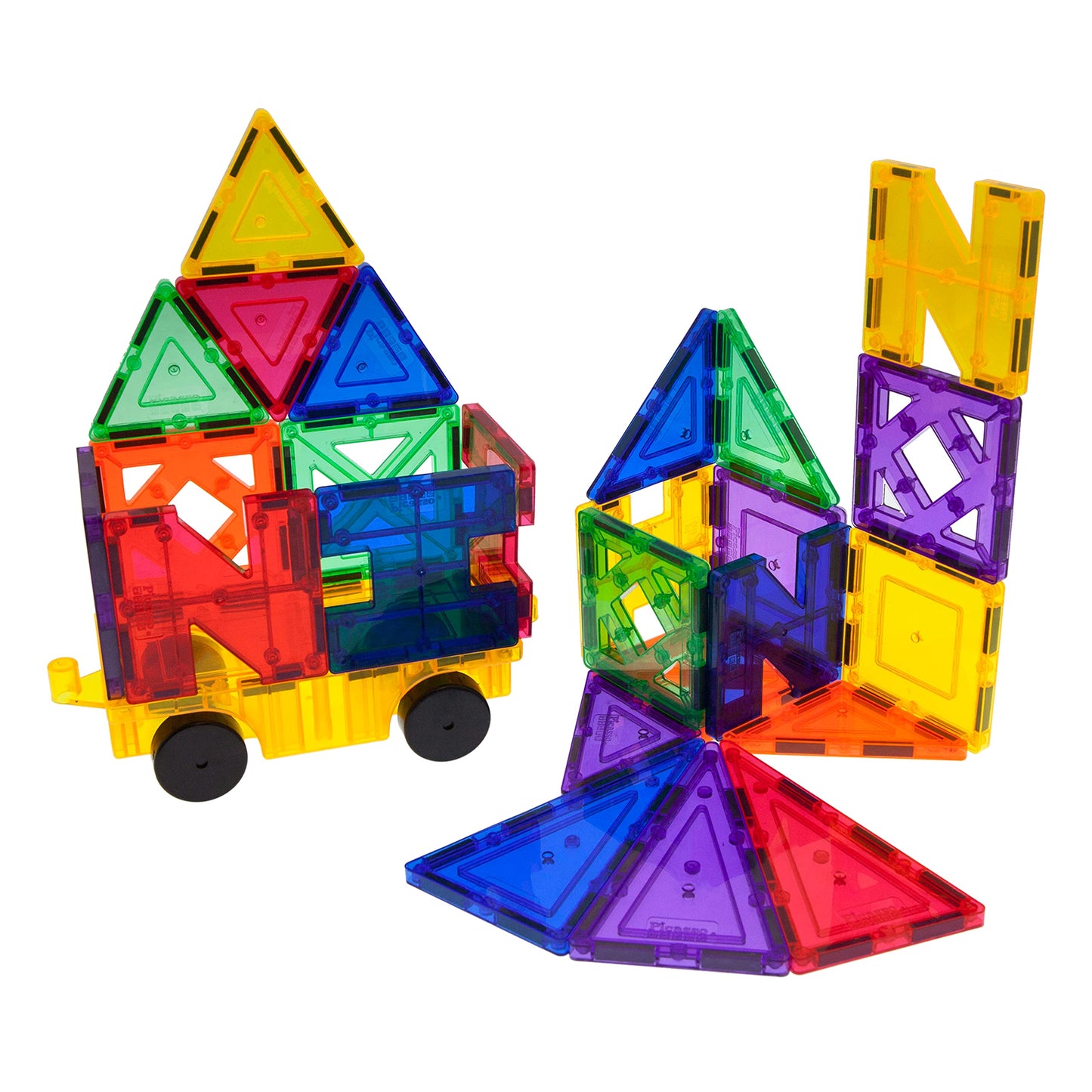 Picassotiles Building Blocks Inspirational Kit 3D Building Construction Toys Clear Magnetic Stacking Set Stem Playboards Magnet