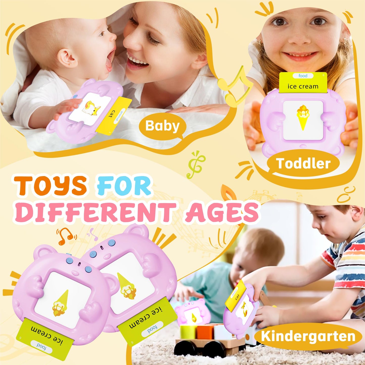 2 Pack Toddlers Talking Flash Cards With 224 Sight Words- Montessori Toys, Autism Sensory Toys,Speech Therapy,Learning Education