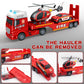 Yiwsnust Large Flatbed Semi Truck Toy For Kids, 25.6 Big Fire Truck Toy With Flatbed Trailer, Helicopter And Fire Police Car, Fr