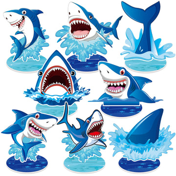 Namalu 16 Pcs Shark Centerpiece Party Decorations Shark Birthday Table Decorations for Ocean Animal Theme Under The Sea Baby Sho