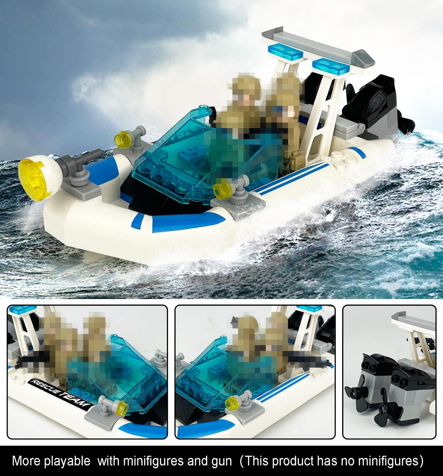 City Police Speed Boat Building Blocks Sets City Fire Rescue Boat?Guard Boat ?Patrol Boat Creative Building Bricks Compatible with Lego  Fun Gift or Pretend Play Toy for Kids (Patrol Boat 127PCS)