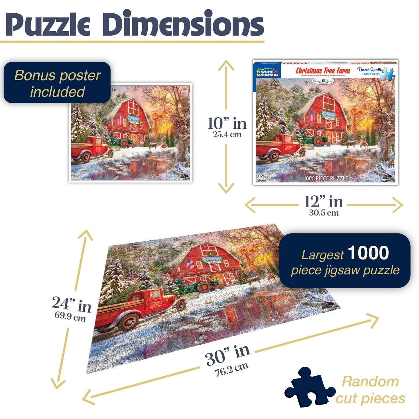 White Mountain Tree Farm Christmas Puzzles 1000 Pieces Jigsaw Puzzle for mature-themeds and Family