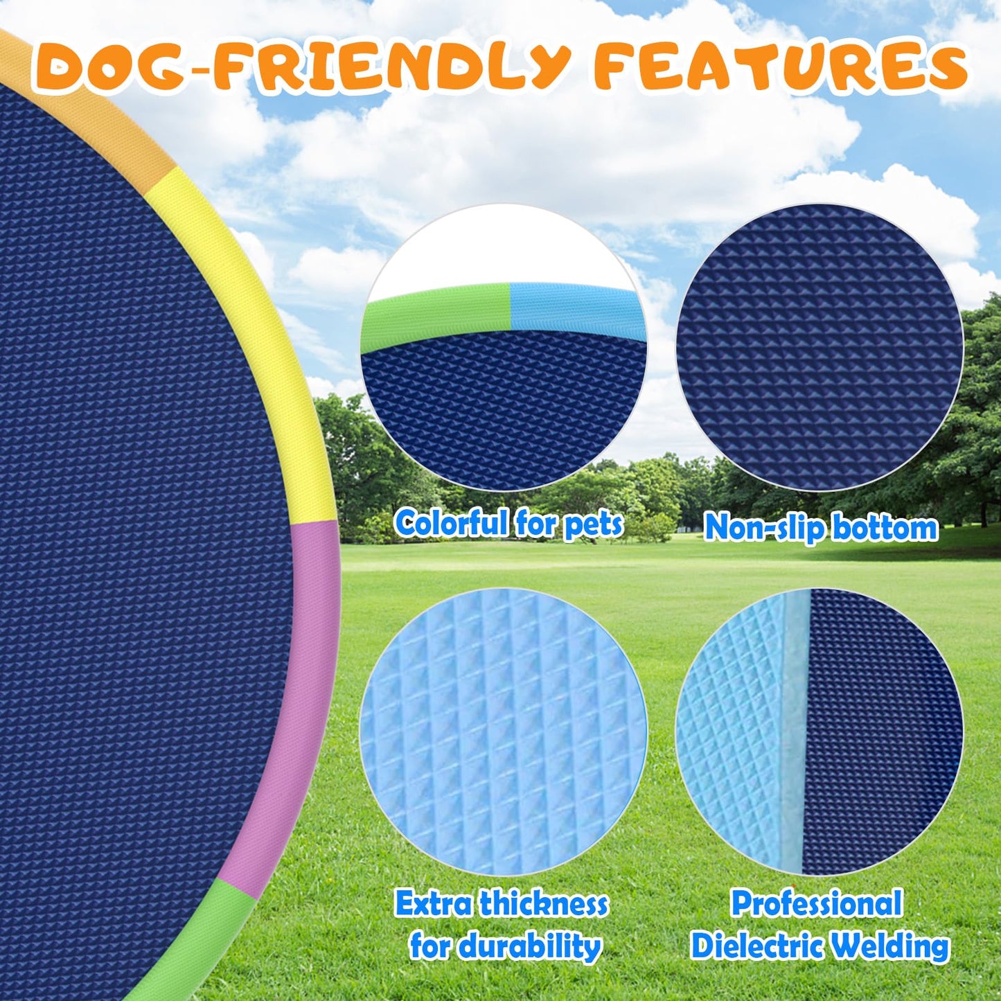 16FT Toffos Large Splash Pad, Sprinkler for Dogs and Kids, 0.5mm Thickened Durable and Foldable Large Pool, Colorful Summer Outd