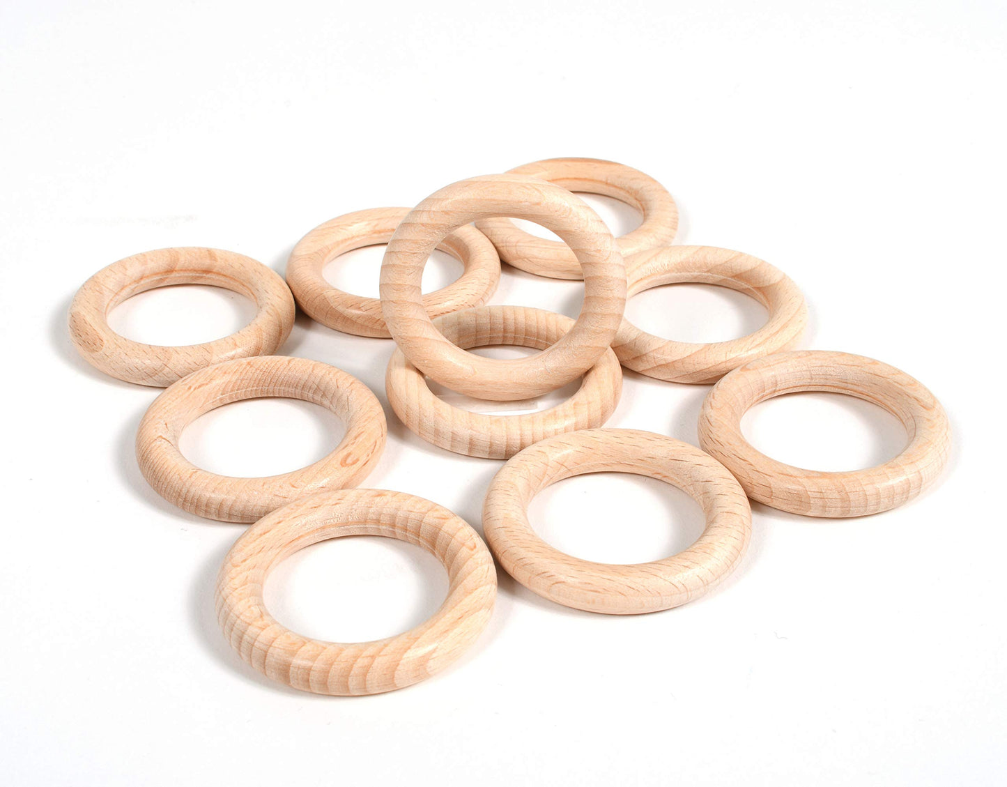 Tickit 73915 Small Wooden Rings - Set Of 10