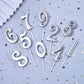 PHD CAKE Silver Number Birthday Candles - 10-Count 0-9 for Parties & Baby Showers