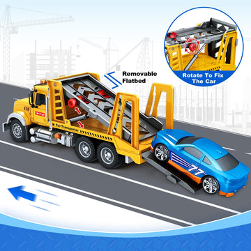 Bstoyder Kids Toys for 3 4 5 6 7 8 Years Old Boys, Transport Cars Carrier with Racing Car with Lights, Sounds, Toddler Friction