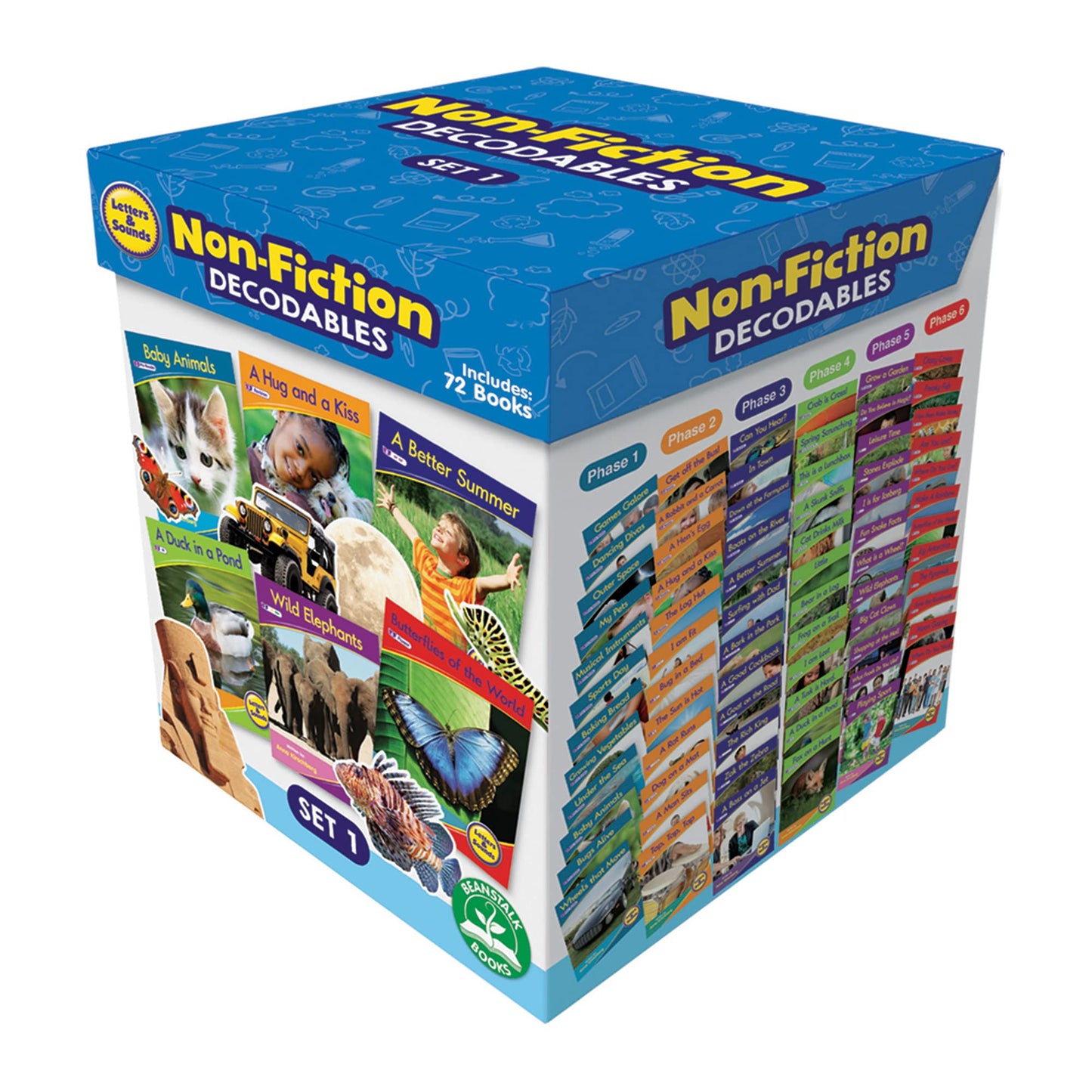 Junior Learning Beanstalk Books Letters & Sounds Non-Fiction Decodables Boxed Set, Set 1, Multicolor
