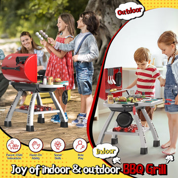 Wdebay 2-Layer Bbq Toy Grill With Big Playset Gifts|Kids Outdoor Toys For Toddlers 3-5 6| Pretend Outdoor Toddler Boy Toys For 3