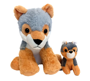 Plush Animals Holding Babies (Wolf)