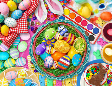Springbok'S 100 Piece Children'S Jigsaw Puzzle- Extraordinary Easter Eggs Features A Colorful Collage Of Easter Eggs, Easter Tre