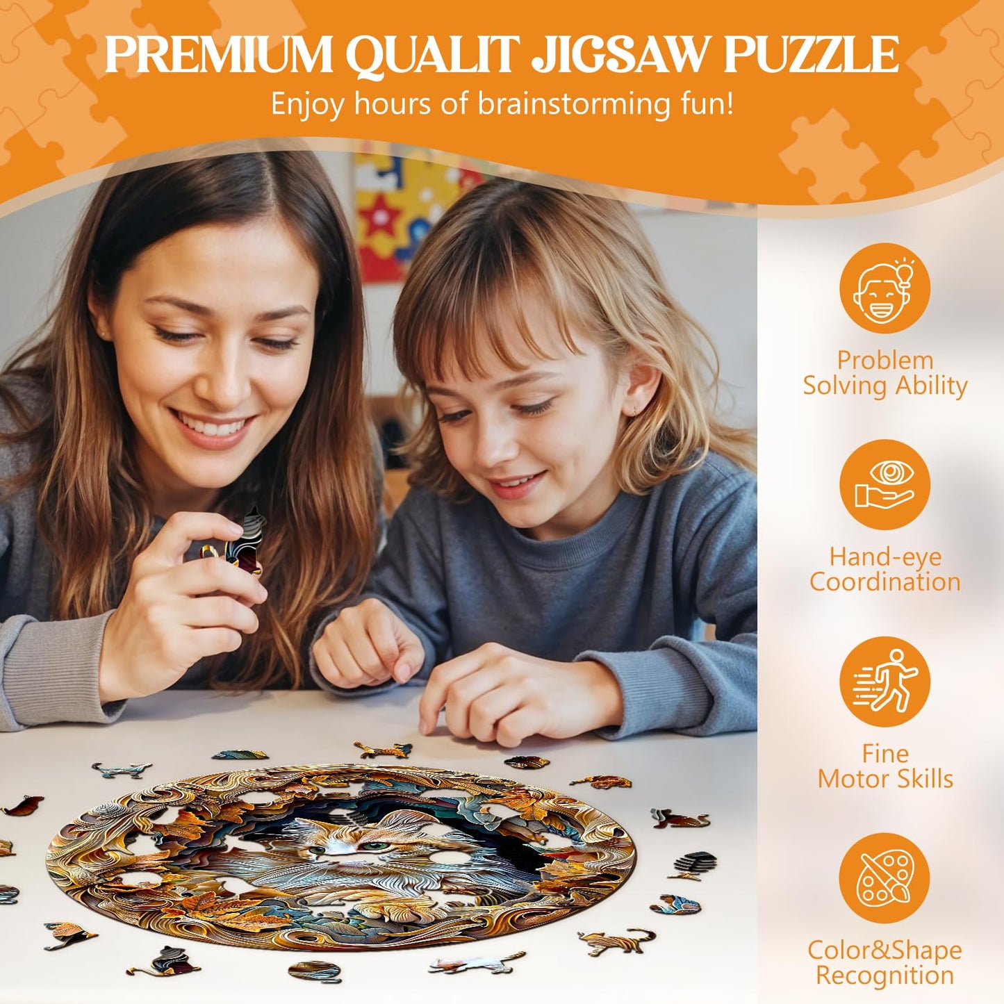 Wooden Puzzles for mature-themeds  Wooden Jigsaw Puzzles for mature-themeds Kids  3D Vision Effect-3D Cat Unique Shaped Wood Puzzles mature-themed  Creative Birthday Gifts for Friends Family Game(11.4 * 11.4in 200pcs)