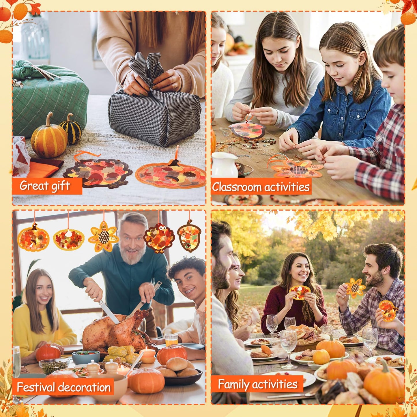 Vertintong 25 Sets Thanksgiving Crafts Fall Tissue Paper DIY Crafts for Thanksgiving Activities Autumn Games Maple Turkey Pumpki