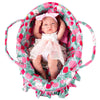 Rakki Dolli Doll Carry Cot Set, Soft Doll Carrier Basket Bassinet Includes 1 Cot And 1 Pillow, Rose Rabbit Doll Bassinet, Fits F