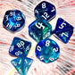 Galaxy Dice Set| Dark Blue Mix Cyan Crystal DND Dice Set for Board Game