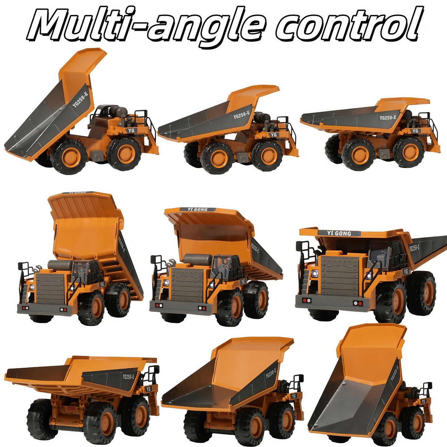 Organaturequeen 9-Channel Metal Rc Dump Truck With Lights And Sound, Remote Control Construction Vehicles Toys For Adults Kids B