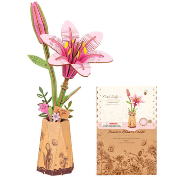 Robotime Lily Flower Kit, 3D Wooden Flower Puzzle For Adults, Relax Craft For Adults Women, Wooden Artificial Flower Decorations